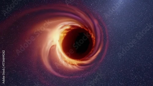Black hole in outer space with swirling accretion disk.