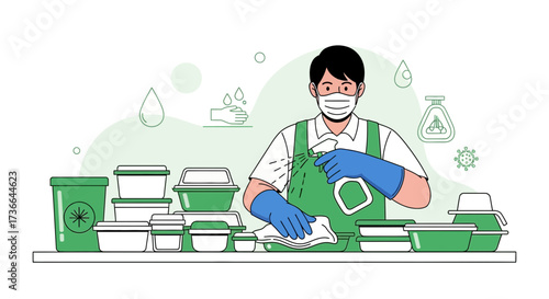 Cleaning Food Containers During Global Pandemic To Ensure Public Hygiene and Safety
