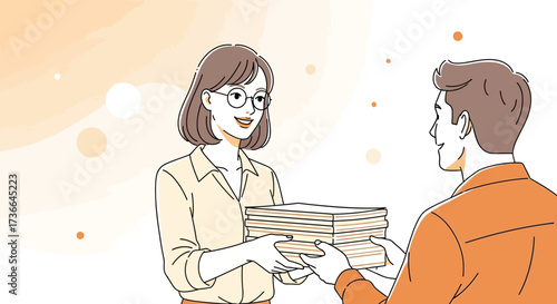 Colleagues Exchanging Documents Showing Cooperation With Joy and Positive Emotions