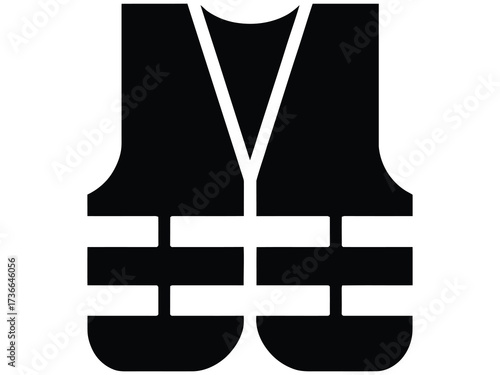 Safety vest icon, high visibility workwear garment silhouette for protection, security, and awareness