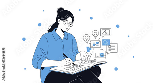 Creative Designer Working On Inspiration And Ideas For Developing And Planning Her Project