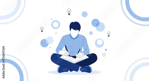 Creative Mind Writing Ideas with Inspiration, Illustration in Minimalist Style