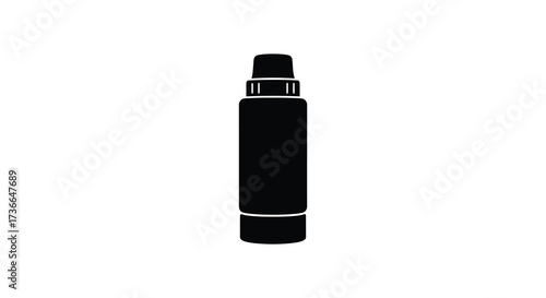 Simple black silhouette of a spray bottle on a white background