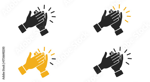 Hands clapping in different styles and colours a symbol of applause