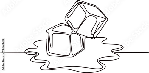 Melting ice cubes in liquid water abstract vector