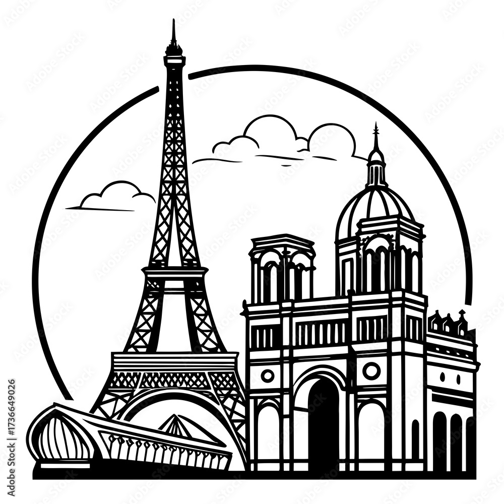 Obraz premium Paris silhouette vector