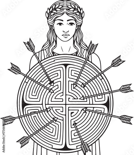 The Shielded Goddess - Labyrinth and Arrows