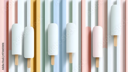 Abstract vector background with elegant vertical stripes in pastel pink, yellow, and blue, creating a modern pattern