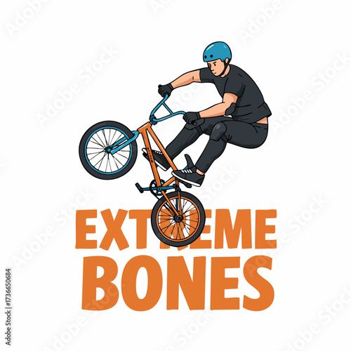 Cartoon Illustration of Extreme Stunt BMX Bicycle Sport Ride