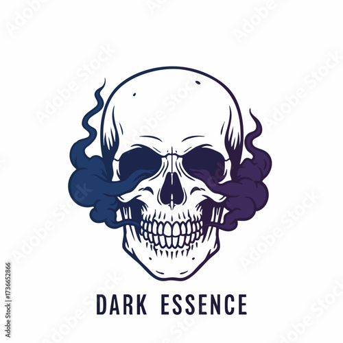 Handdrawn Realistic Skull with Nebula Smoke Graphic Design Element