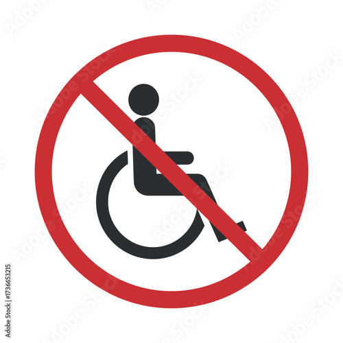 Prohibition Wheelchair Access Restriction Sign on Transparent