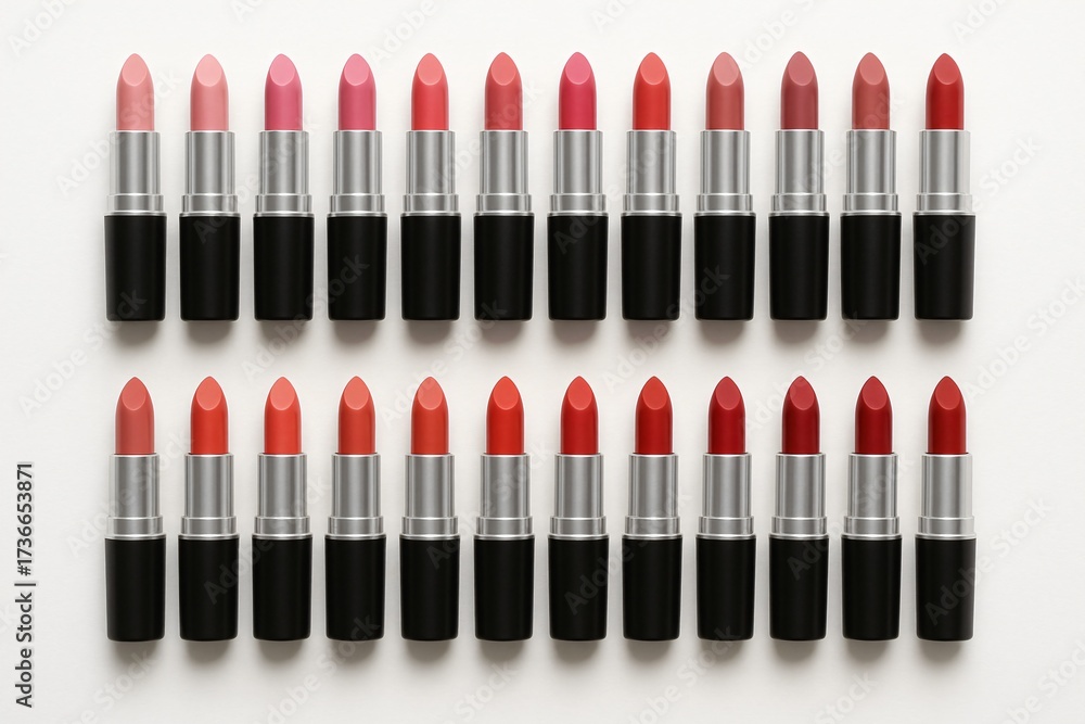 Obraz premium Shiny tubes of lipstick in different colors