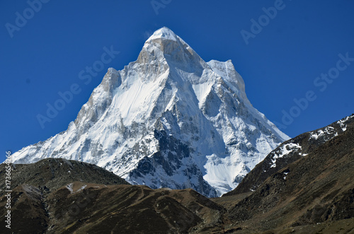 Canvas Print Majestic Mount Shivling on the way to Gomukh in India