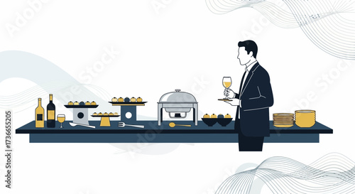 Elegant Event Catering Depicting Professionalism, Refinement, and Culinary Presentation.