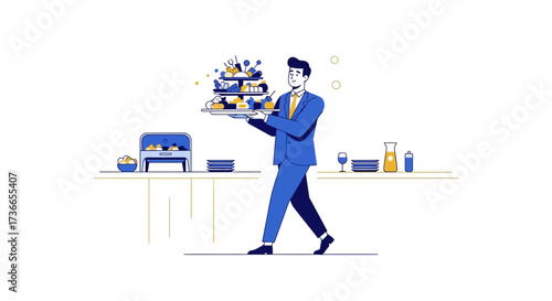 Elegant Server Delivering Gourmet Delights, Perfect For High-End Events and Hospitality