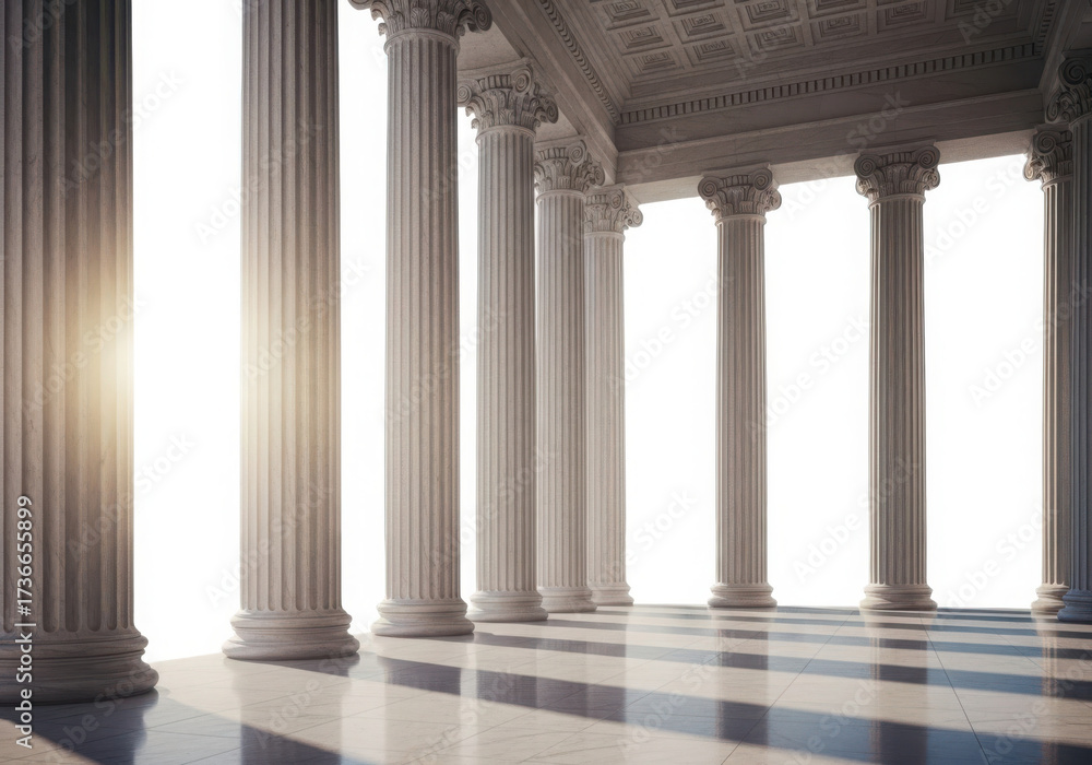 Obraz premium Majestic pillars hall isolated on transparent background isolated on transparent background