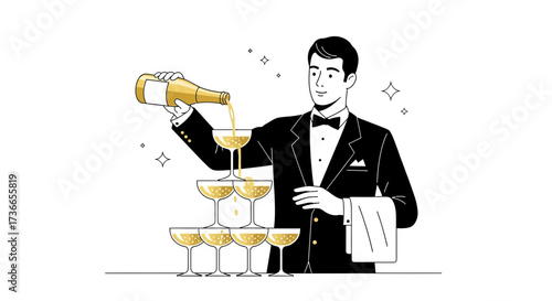 Elegantly Serving Champagne: A Celebration of Festive Occasions and Events
