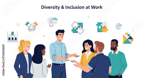 Diverse group of people collaborating in the workplace demonstrating inclusion at work