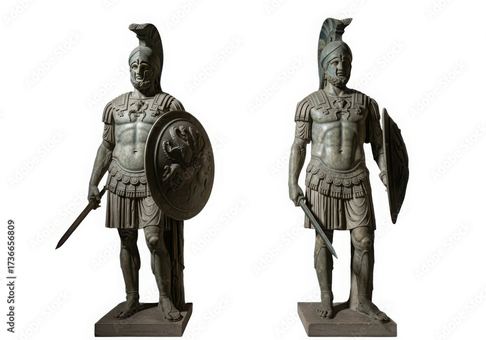 Fototapeta premium Ancient warrior figures isolated on transparent background isolated on transparent background
