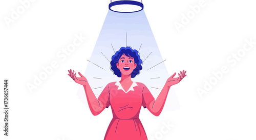 Enthusiastic Person Receiving Bright Light Illustration, Joyful and Celebrating Moment