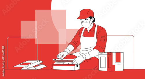 Essential Worker Packages Items Preparing For Delivery During Ongoing Pandemic Health Concerns