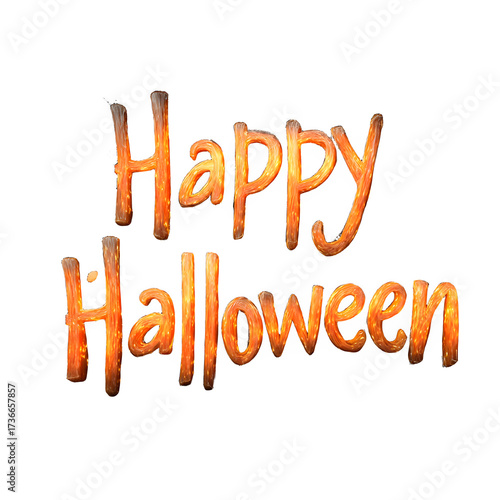Happy Halloween text with spiderweb isolated on transparent background