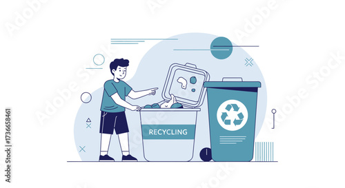Eco-Friendly Actions: Young Man Sorting Waste for a Cleaner Tomorrow