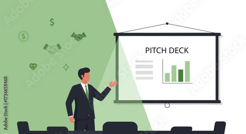 Executive Presenting Pitch Deck With Financial Analysis and Business Growth Visualization