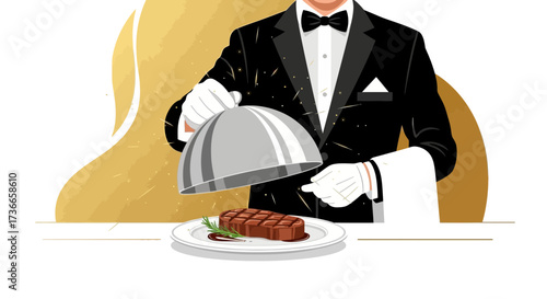 Exquisite Culinary Presentation: Unveiling a Gourmet Steak Dish with Elegant Flair