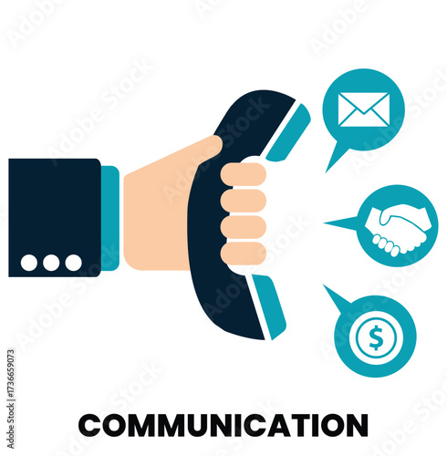 Communication Concept Vector Illustration – Modern Flat Design of Speech, Connection, and Information Exchange for Business, Technology, and Social Interaction