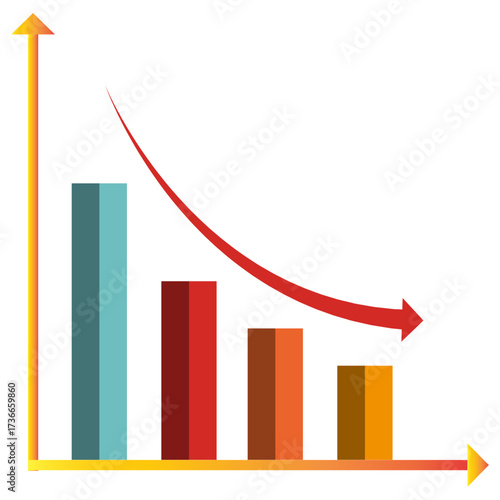 Business performance chart with falling bars.