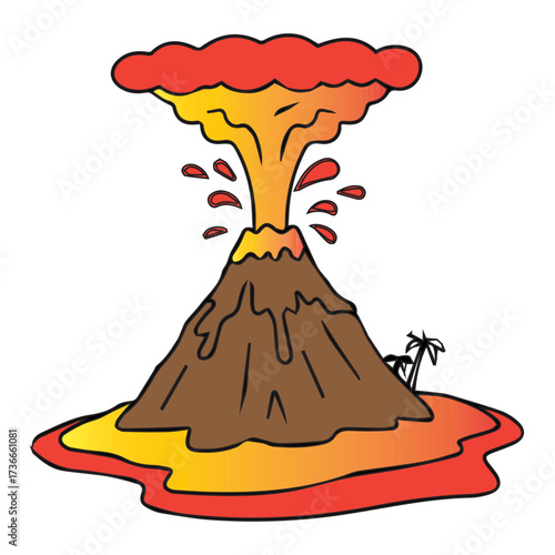 Erupting Volcano Illustration