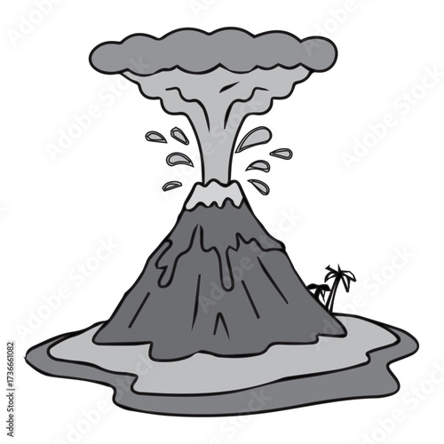 Erupting Island Volcano