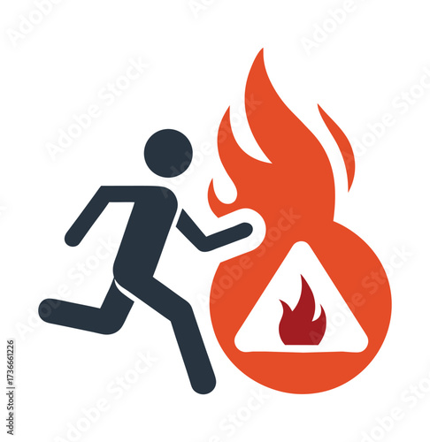 Emergency fire exit sign. running man icon to door. Exit emergency arrow sign vector image. Fire evacuation sign. warning sign plate logo stock images illustration.