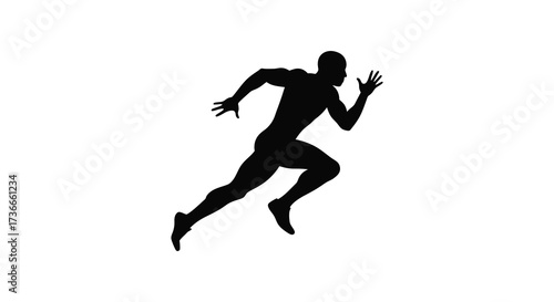 Dynamic silhouette of a muscular man running fast sprinting athlete motion power