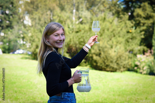 Traditional Czech low alcohol new young wine or 