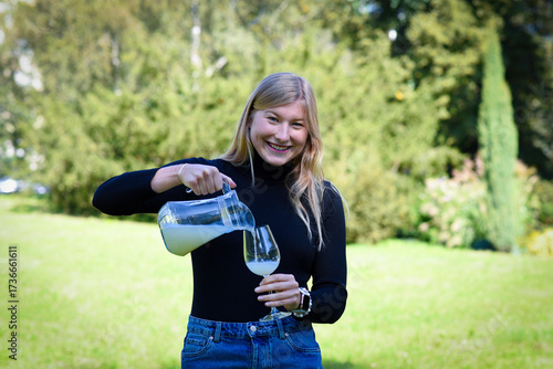 Traditional Czech low alcohol new young wine or 