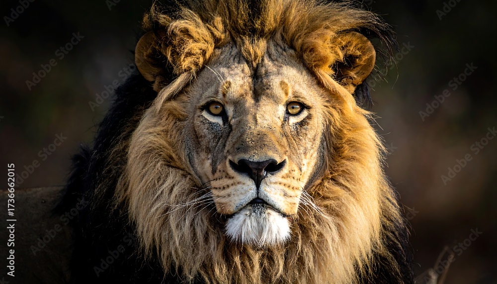 Naklejka premium Majestic Lion Portrait in Natural Light.