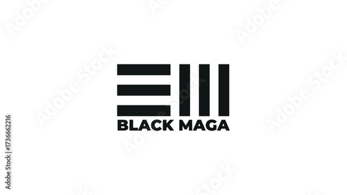 Bold EM logo design with text Black Maga, strong modern branding for fashion, streetwear, entertainment, and startup businesses.