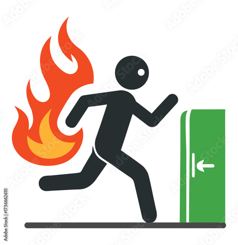 Vector art of silhouette of a man running with flames erupting from his head