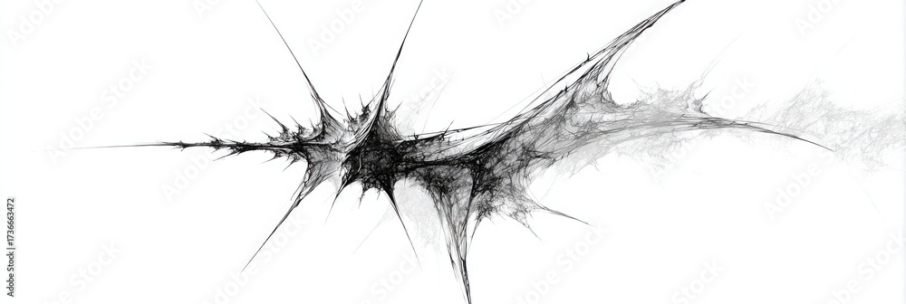 Obraz premium Detailed abstract art showcases an arrangement of spiky, intricate shapes prominently displayed against a stark white backdrop.