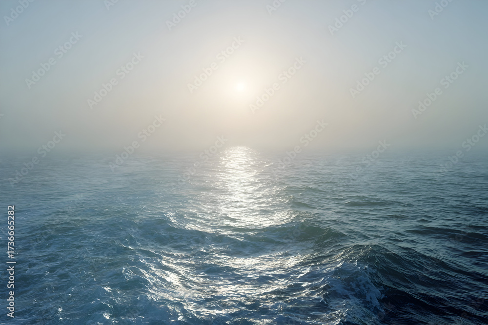 Obraz premium Serene sunrise over the vast open ocean with endless horizon