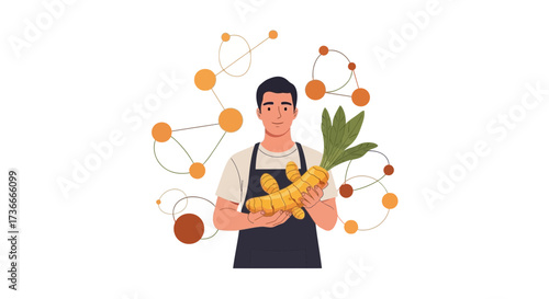 Ginger Enthusiast With Scientific Visuals Showcasing Culinary And Nutritional Components