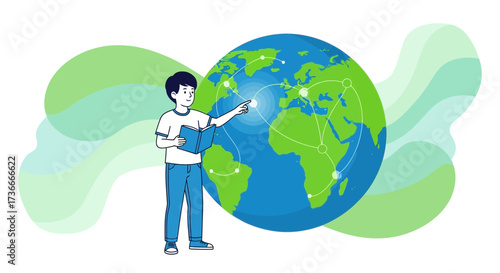 Global Reach Of Information And Knowledge Is Visualized And Illustrated Clearly
