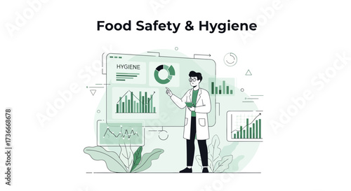 Food Safety and Hygiene Analysis Illustrated Shows Scientific Data and Statistics