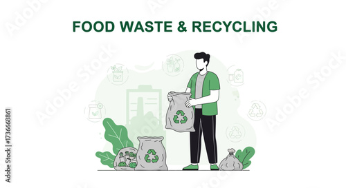 Food Waste Recycling: Conceptual Illustration of Sustainable Practices and Eco-Friendly Living