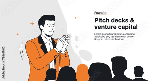 Founder Presenting Pitch Decks And Raising Venture Capital Funding During Presentation