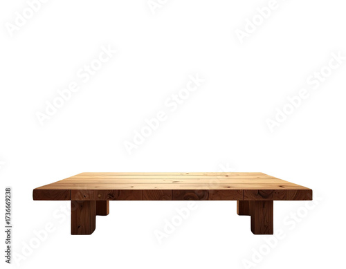 Outdoor background Wooden table in 3d png transparent using for product presentation 