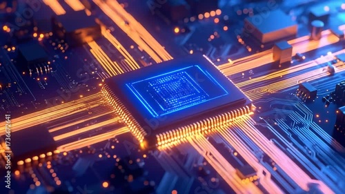 Digital Processor Circuitry: Modern Technology Visualization and Electronic Components