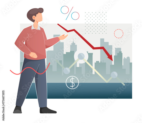 Stock Market Crash - Explaining the Situation - Stock Illustration